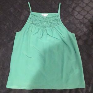 Green tank top with lace design